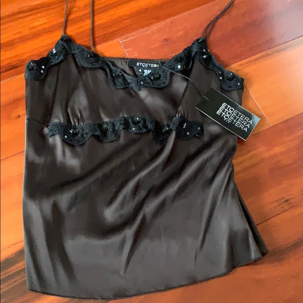 Beaded lace silk camisole